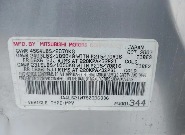 JA4LS21W78Z006336 2008 2008 Mitsubishi Outlander- ES 9