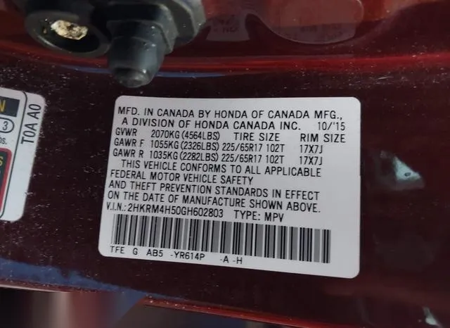 2HKRM4H50GH602803 2016 2016 Honda CR-V- EX 9