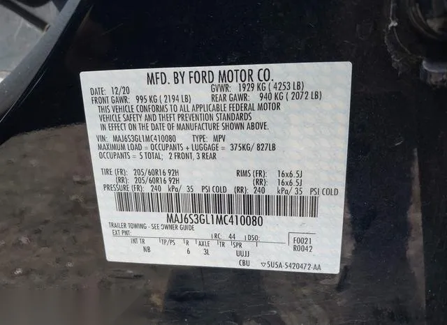 MAJ6S3GL1MC410080 2021 2021 Ford Ecosport- SE 9