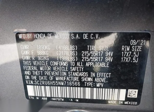 3CZRU6H55NM716566 2022 2022 Honda HR-V- Awd Ex 9