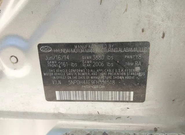 5NPDH4AE9FH551518 2015 2015 Hyundai Elantra- SE 9