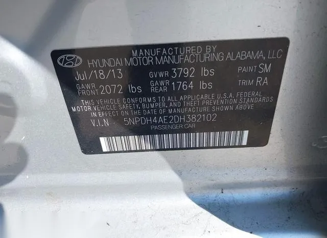 5NPDH4AE2DH382102 2013 2013 Hyundai Elantra- Gls 9