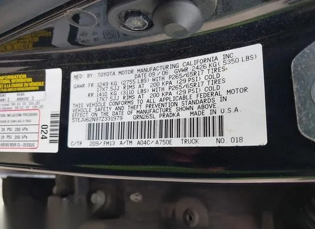 5TEJU62N97Z331979 2007 2007 Toyota Tacoma- Prerunner V6 9