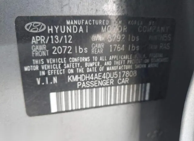 KMHDH4AE4DU517808 2013 2013 Hyundai Elantra- Gls 9