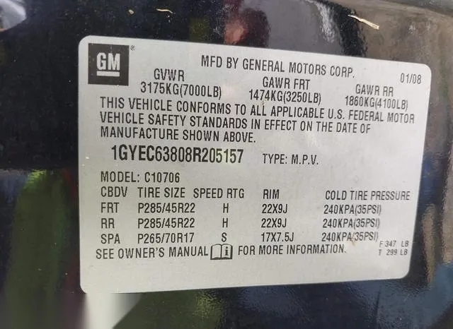 1GYEC63808R205157 2008 2008 Cadillac Escalade- Standard 9