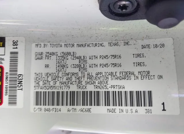 5TFAX5GN5MX191779 2021 2021 Toyota Tacoma- SR 9