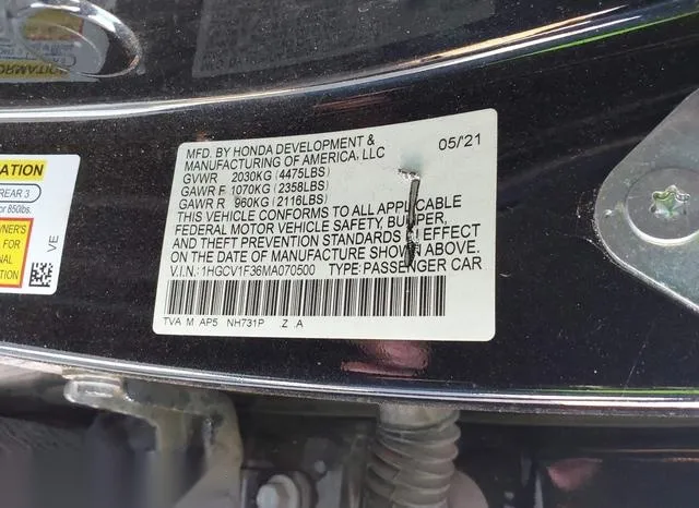 1HGCV1F36MA070500 2021 2021 Honda Accord- Sport 9