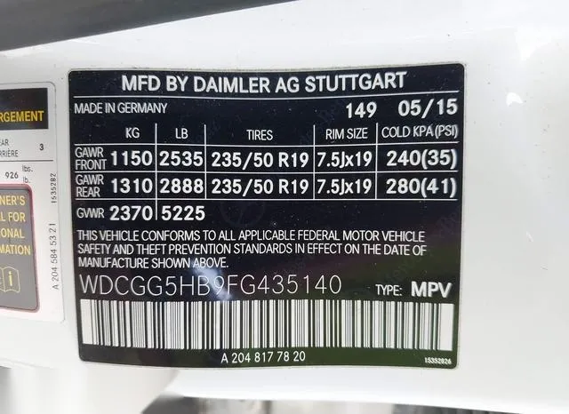 WDCGG5HB9FG435140 2015 2015 Mercedes-Benz GLK 350 9