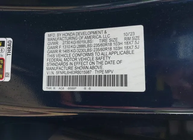 5FNRL6H63RB015987 2024 2024 Honda Odyssey- Ex-L 9