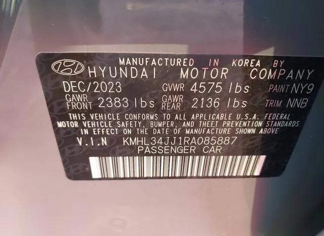 KMHL34JJ1RA085887 2024 2024 Hyundai Sonata- Hybrid Sel 9