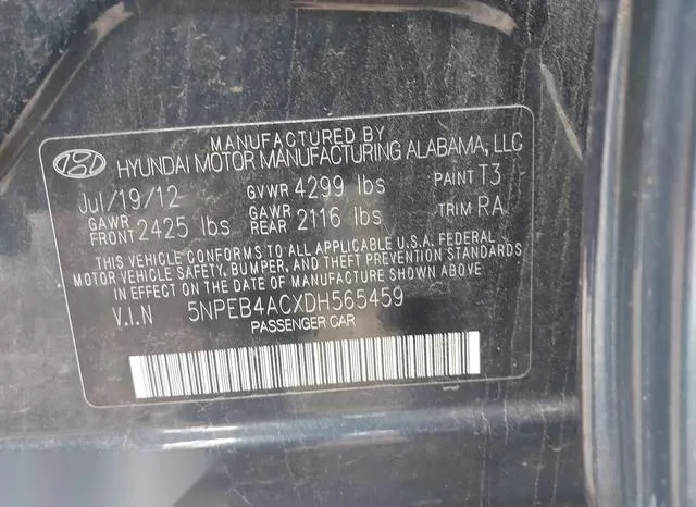 5NPEB4ACXDH565459 2013 2013 Hyundai Sonata- Gls 9