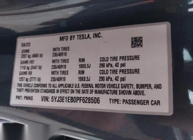 5YJ3E1EB0PF628506 2023 2023 Tesla Model 3- Long Range Dual 9