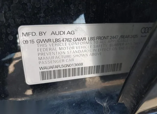 WAUAFAFL5GN013668 2016 2016 Audi A4- 2-0T Premium 9