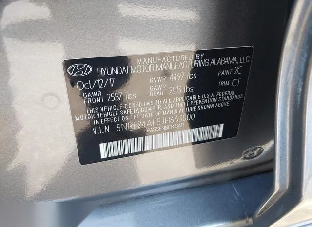 5NPE24AF5JH663000 2018 2018 Hyundai Sonata- SE 9