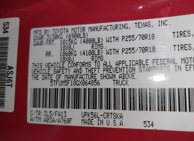 5TFUM5F18GX064856 2016 2016 Toyota Tundra- Sr 4-6L V8 9