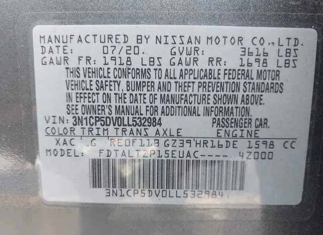 3N1CP5DV0LL532984 2020 2020 Nissan Kicks- Sr Xtronic Cvt 9