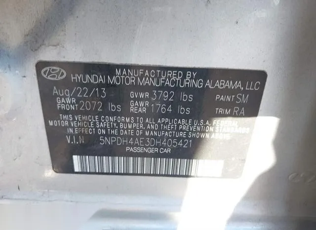 5NPDH4AE3DH405421 2013 2013 Hyundai Elantra- Gls 9