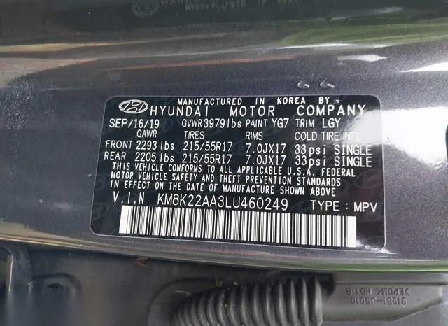 KM8K22AA3LU460249 2020 2020 Hyundai Kona- Sel 9