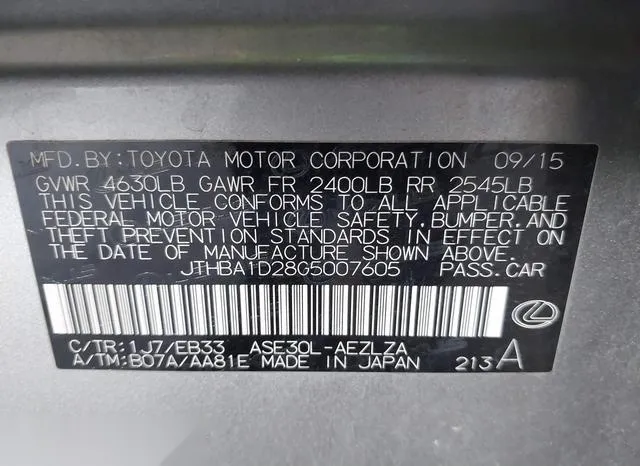 JTHBA1D28G5007605 2016 2016 Lexus IS- 200T 9