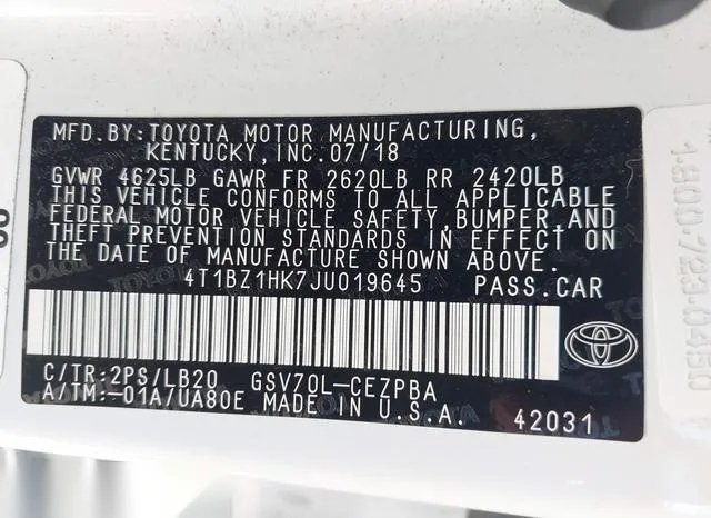 4T1BZ1HK7JU019645 2018 2018 Toyota Camry- Xse V6 9