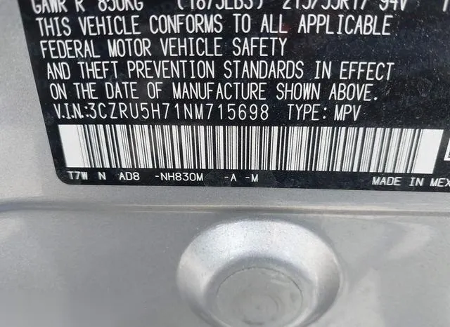 3CZRU5H71NM715698 2022 2022 Honda HR-V- 2Wd Ex-L 9