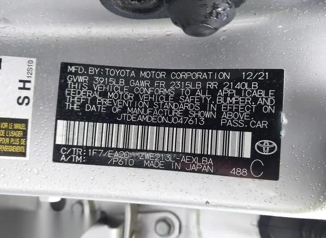 JTDEAMDE0NJ047613 2022 2022 Toyota Corolla- Hybrid Le 9