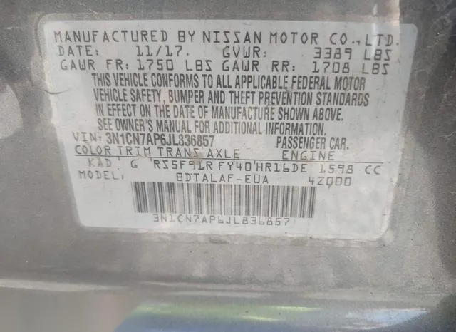 3N1CN7AP6JL836857 2018 2018 Nissan Versa- 1-6 S 9