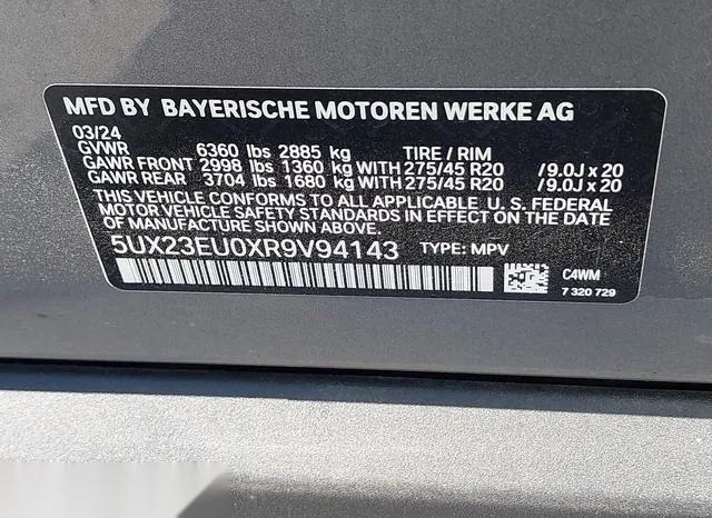 5UX23EU0XR9V94143 2024 2024 BMW X5- Xdrive40I 9