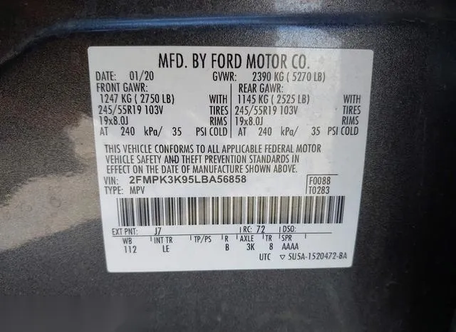 2FMPK3K95LBA56858 2020 2020 Ford Edge- Titanium 9