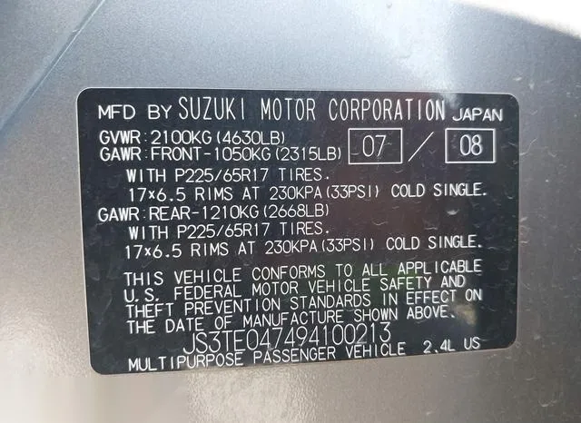 JS3TE047494100213 2009 2009 Suzuki Grand Vitara- Luxury 9