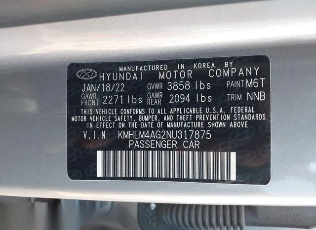 KMHLM4AG2NU317875 2022 2022 Hyundai Elantra- Sel 9