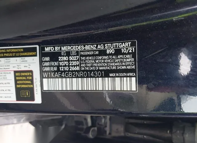 W1KAF4GB2NR014301 2022 2022 Mercedes-Benz C 300- Sedan 9