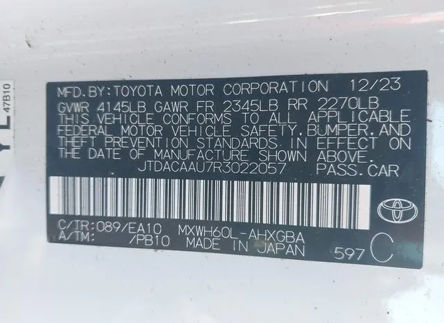 JTDACAAU7R3022057 2024 2024 Toyota Prius- Xle 9