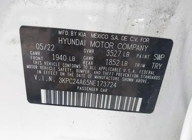 3KPC24A65NE173724 2022 2022 Hyundai Accent- Sel 9