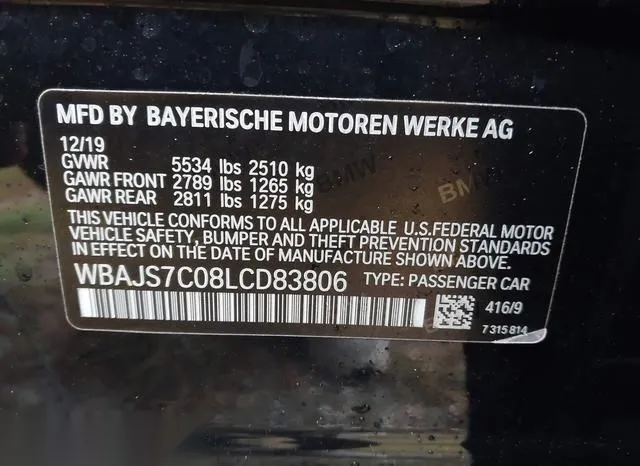 WBAJS7C08LCD83806 2020 2020 BMW M550I- Xdrive 9