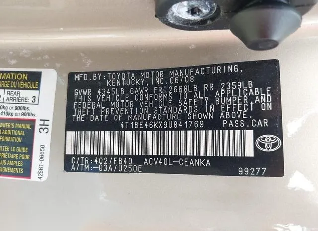 4T1BE46KX9U841769 2009 2009 Toyota Camry- LE 9