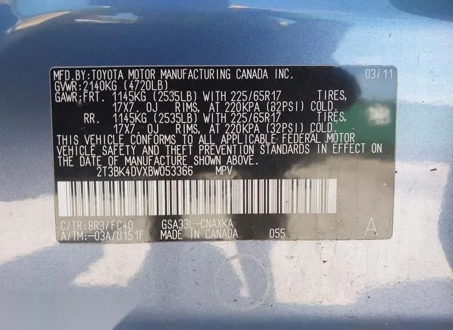 2T3BK4DVXBW053366 2011 2011 Toyota RAV4- Base V6 9