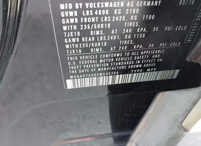 WVGAV7AX6FW596369 2015 2015 Volkswagen Tiguan- SE 9