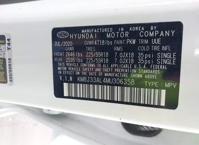 KM8J33AL4MU306358 2021 2021 Hyundai Tucson- Limited 9