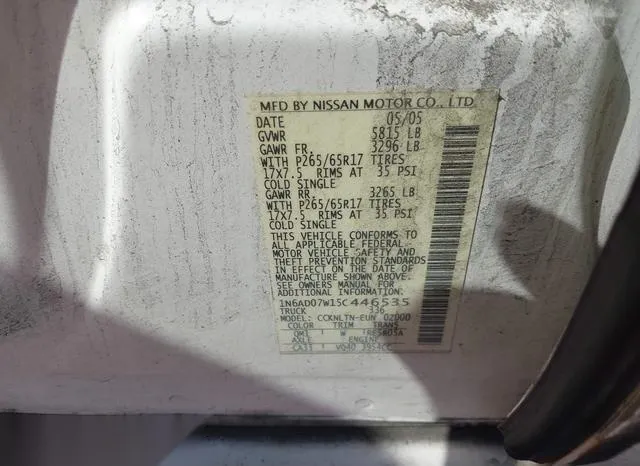 1N6AD07W15C446535 2005 2005 Nissan Frontier- LE 9