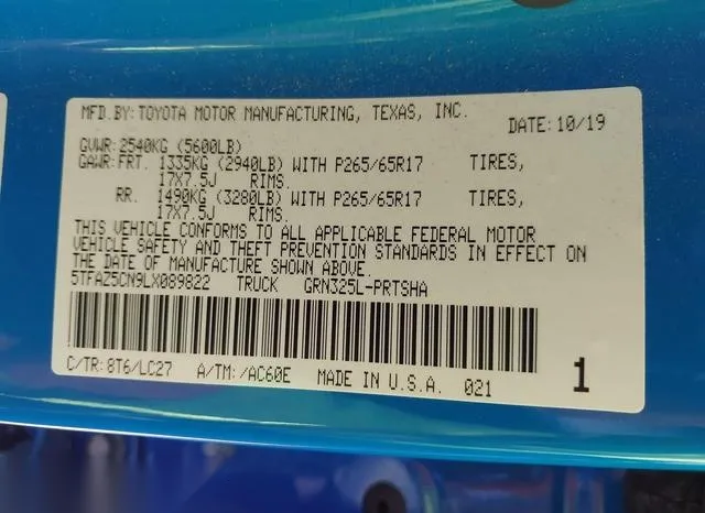 5TFAZ5CN9LX089822 2020 2020 Toyota Tacoma- Trd Sport 9