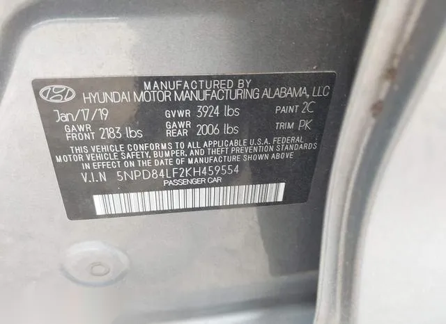 5NPD84LF2KH459554 2019 2019 Hyundai Elantra- Sel 9