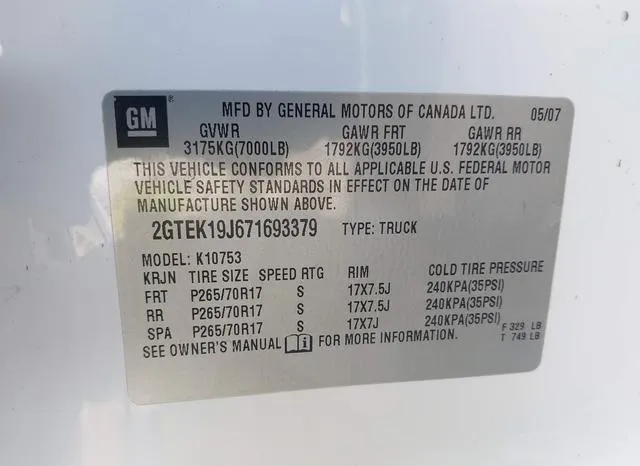 2GTEK19J671693379 2007 2007 GMC Sierra- 1500 Slt 9