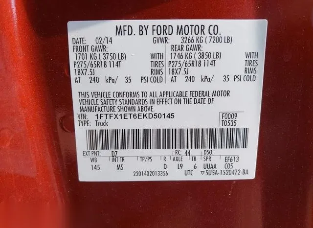 1FTFX1ET6EKD50145 2014 2014 Ford F-150- Xlt 9