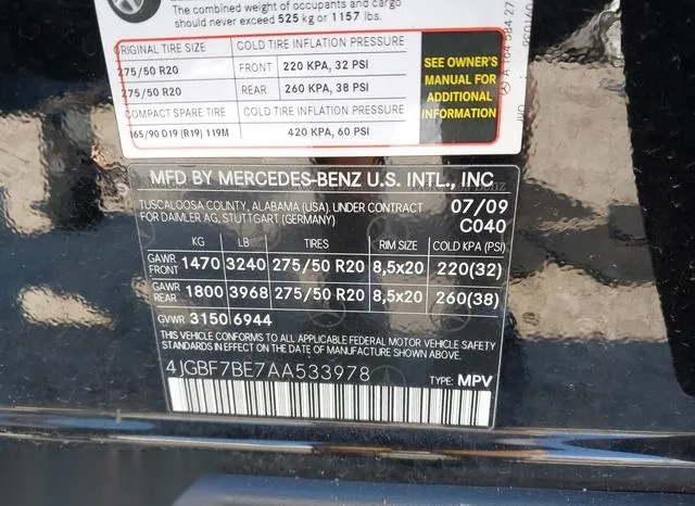 4JGBF7BE7AA533978 2010 2010 Mercedes-Benz GL 450- 4Matic 9