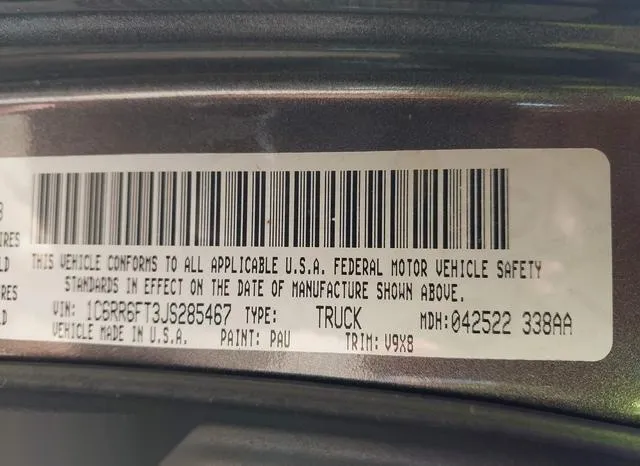 1C6RR6FT3JS285467 2018 2018 RAM 1500- Tradesman  4X2 6-4 Box 9