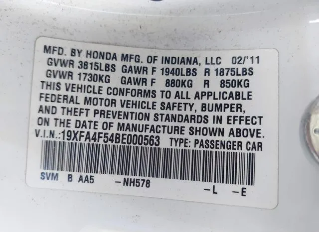 19XFA4F54BE000563 2011 2011 Honda Civic- GX 9