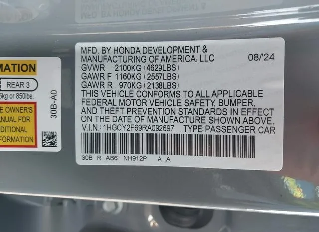 1HGCY2F69RA092697 2024 2024 Honda Accord- Hybrid Ex-L 9