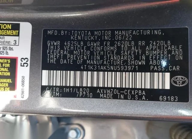 4T1K31AK5NU593971 2022 2022 Toyota Camry- Xse Hybrid 9