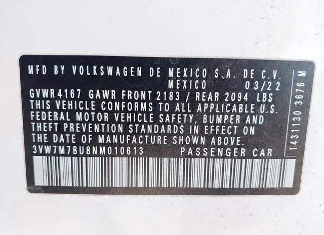 3VW7M7BU8NM010613 2022 2022 Volkswagen Jetta- 1-5T Se 9